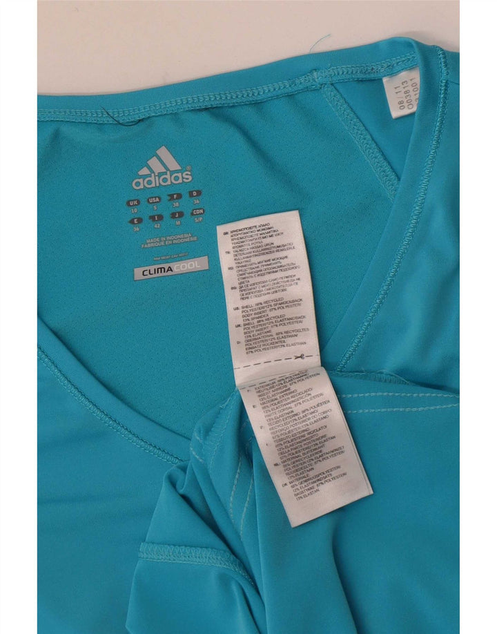 Adidas Womens Climacool T-Shirt Top UK 10 Pequeno Azul Poliéster