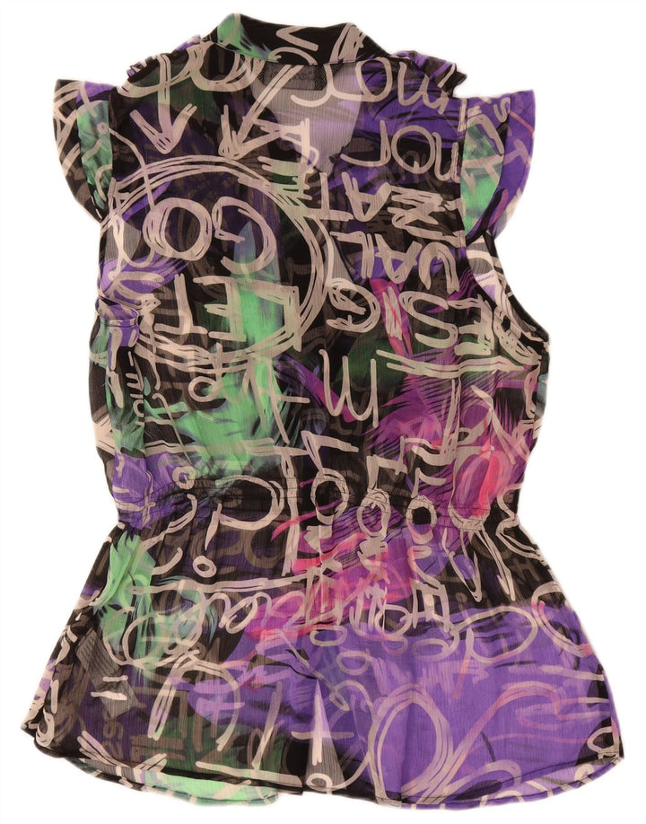 Blusa feminina de camisa gráfica Desigual EU 44 XL poliéster multicolorido