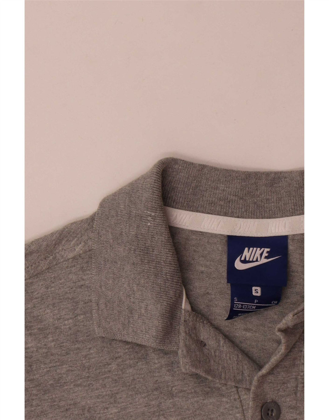 Camisa polo masculina Nike 8-9 anos pequena cinza manchada de algodão