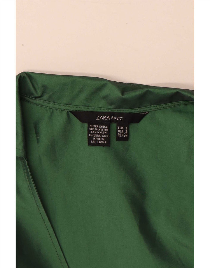 Vestido maxi feminino sem mangas Zara Reino Unido 10 pequeno poliéster verde