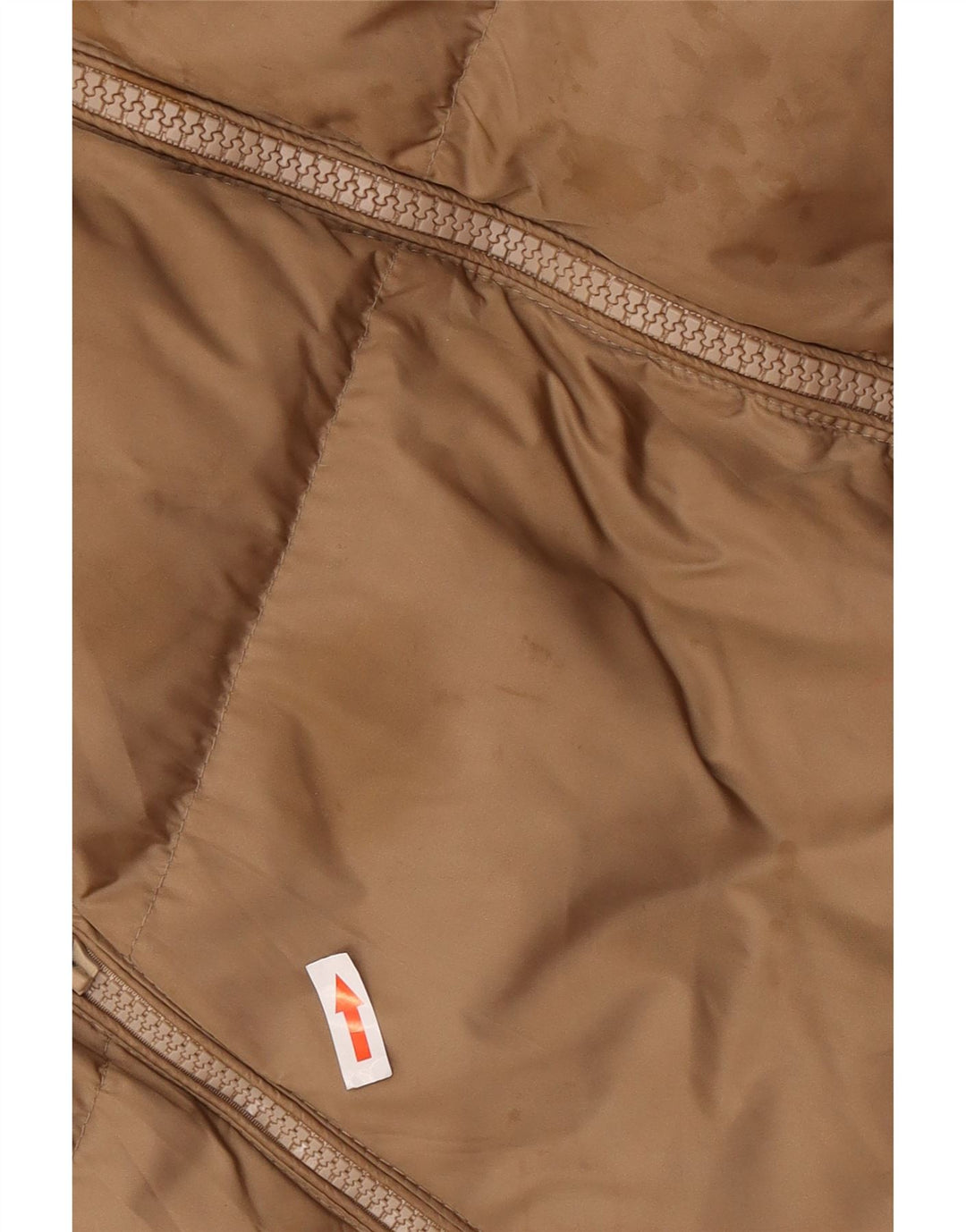 Casaco acolchoado com capuz feminino Zara UK 16 grande marrom poliamida