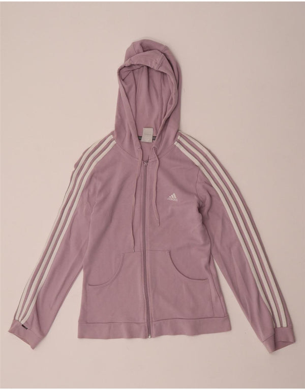 Suéter adidas feminino com capuz e zíper UK 12 algodão rosa médio