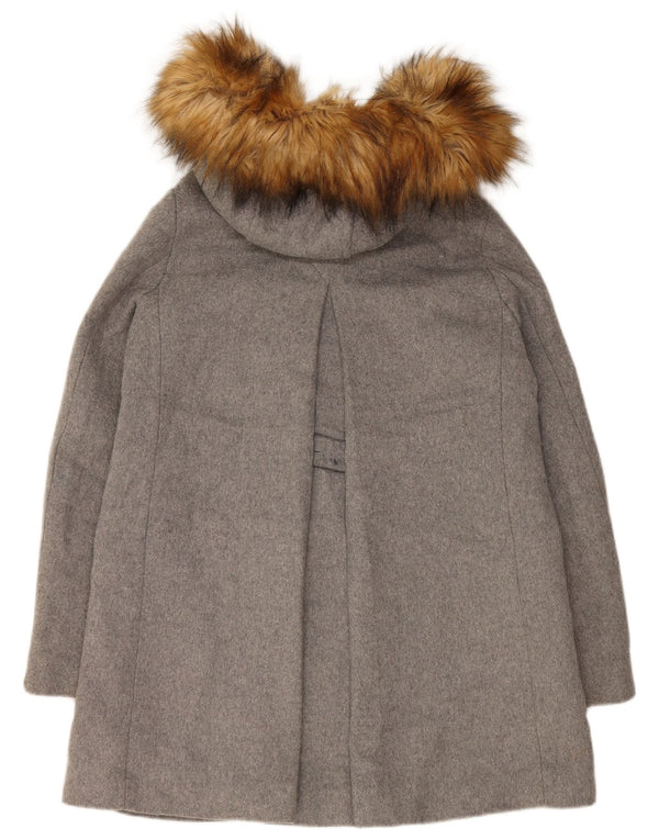 Casaco feminino Zara com capuz duplo e peito duplo UK 6 XS cinza