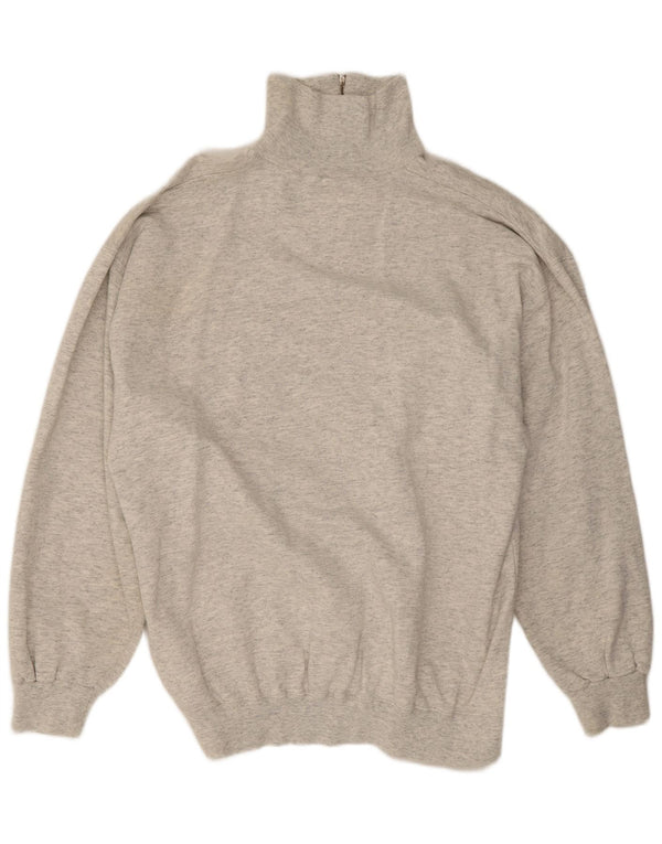 Moletom masculino Champion com zíper e gola XL, algodão manchado cinza
