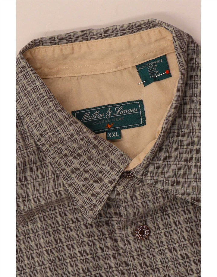 Camisa masculina Miller & Simons 2XL algodão xadrez cinza