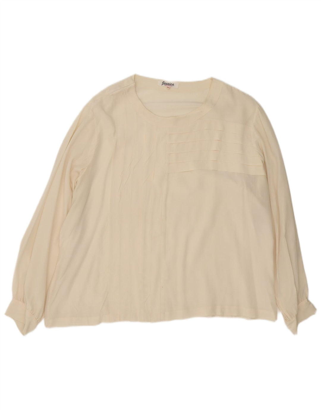Blusa feminina vintage manga comprida oversized top IT 46 grande seda branca