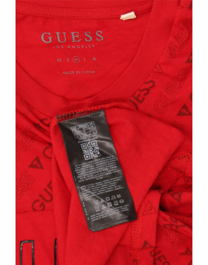 Camiseta masculina gráfica GUESS de algodão vermelho médio