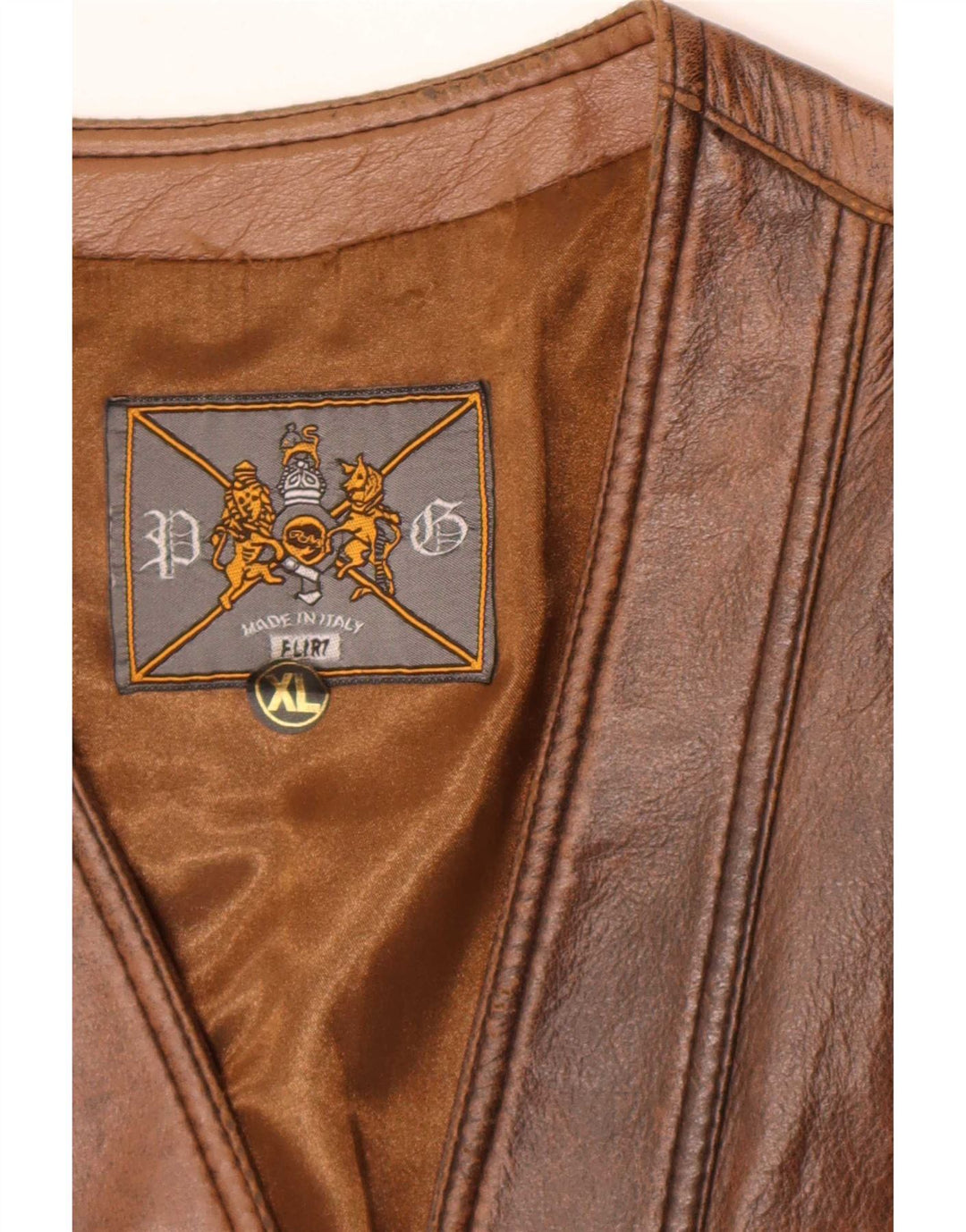 Colete de couro masculino vintage XL marrom