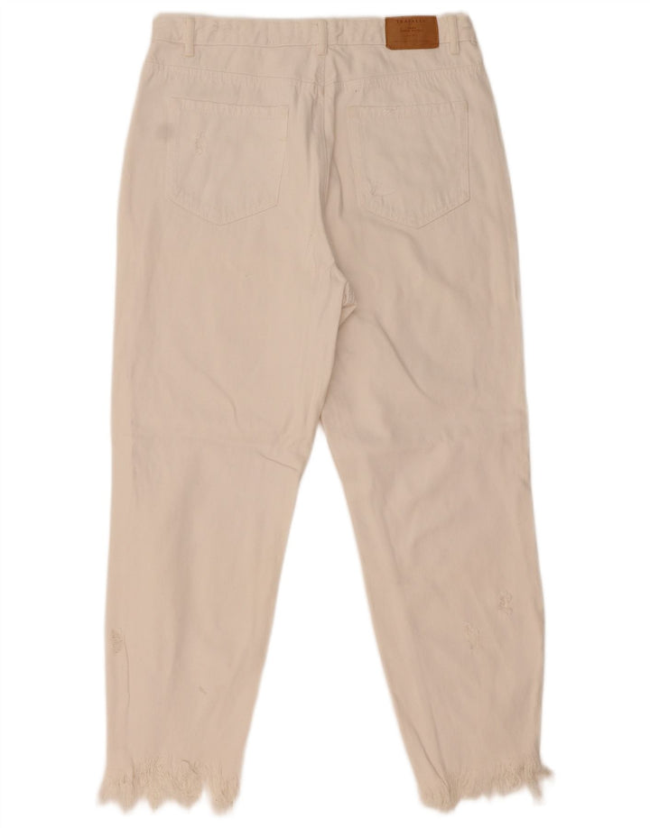Zara Jeans feminino angustiado cônico UE 42 grande W32 L26 branco
