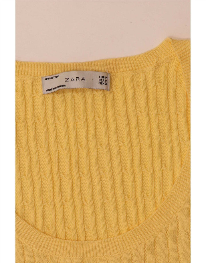 Zara Womens Vest Top UK 12 Médio Amarelo