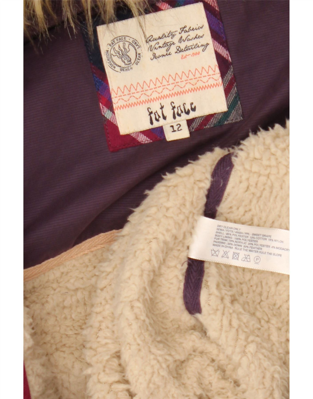 Poliéster roxo médio acolchoado com capuz Gilet UK 12 para mulheres gordas