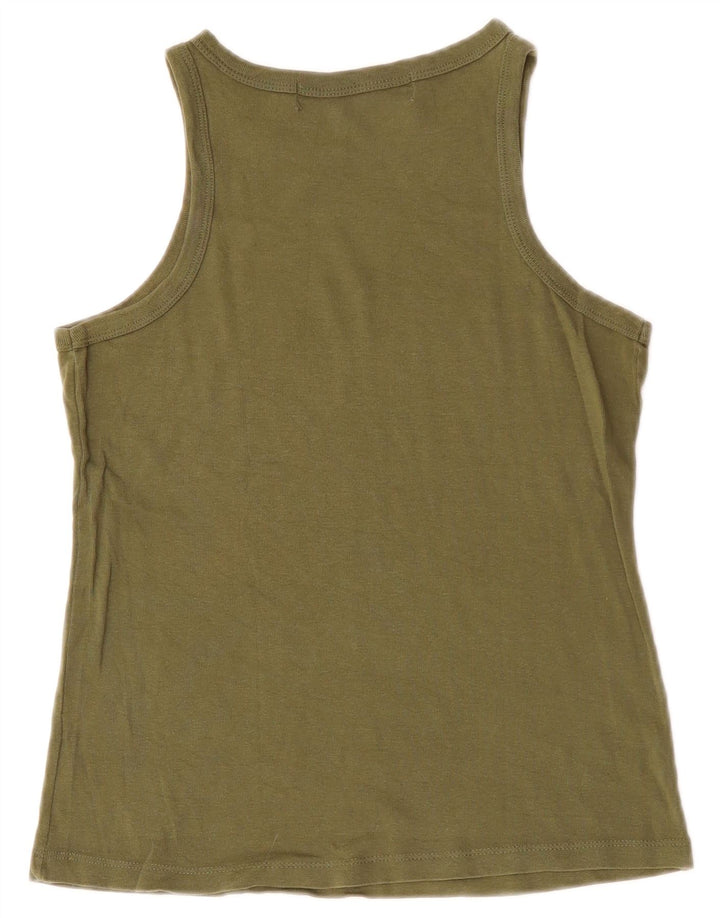 Top colete feminino ZARA UK 12 algodão cáqui médio