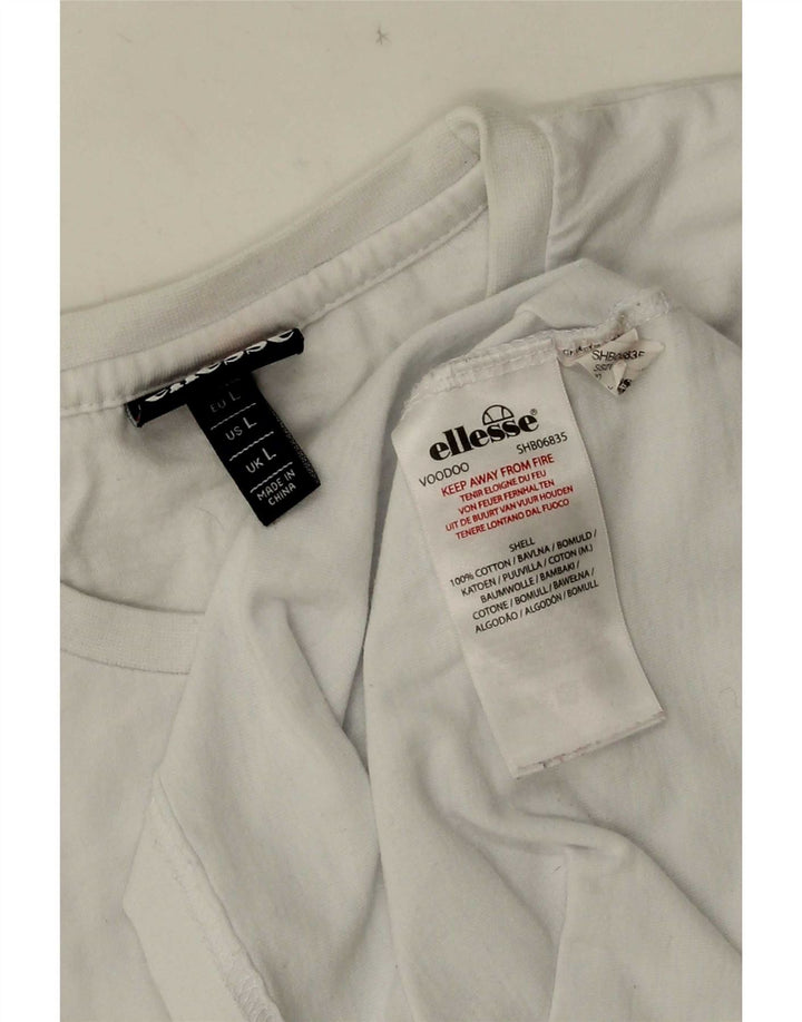 Camiseta masculina Ellesse Top grande de algodão branco