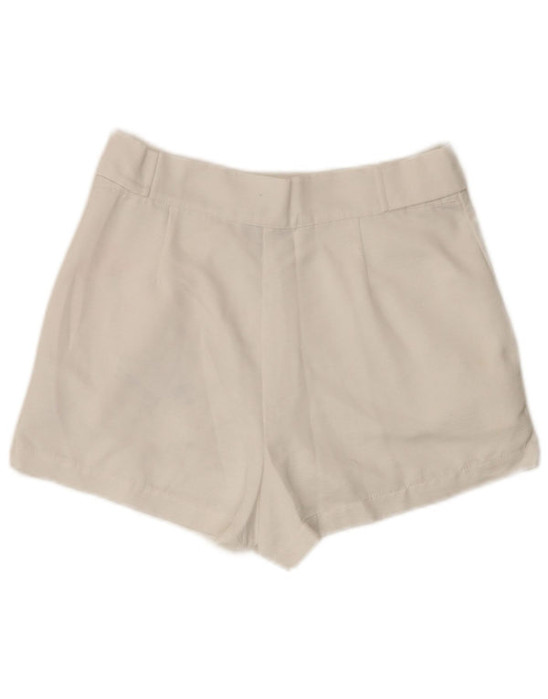Shorts Chino de cintura alta feminino Topshop UK 10 pequeno W28 poliéster branco