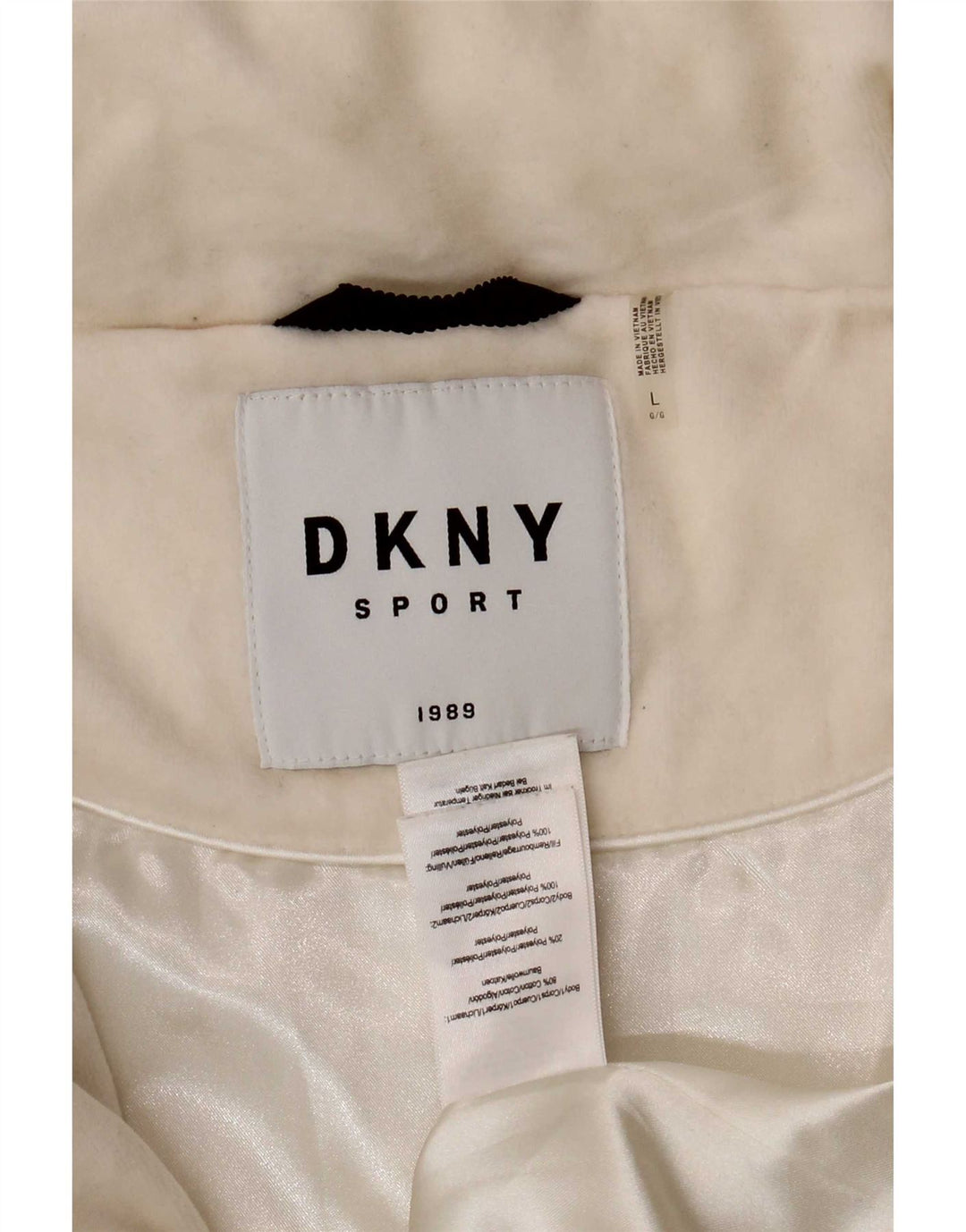 Jaqueta acolchoada feminina Dkny UK 16 grande algodão branco