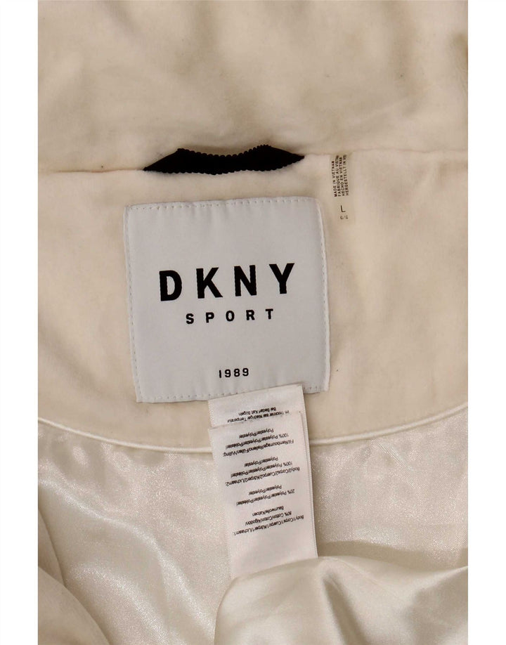 Jaqueta acolchoada feminina Dkny UK 16 grande algodão branco