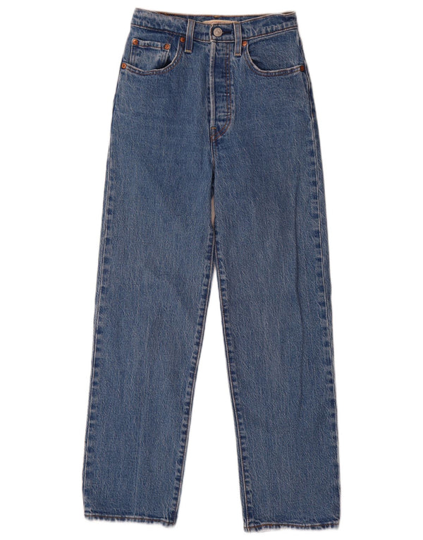 Jeans feminino Levi's Ribcage cintura alta reta W24 L29 algodão azul