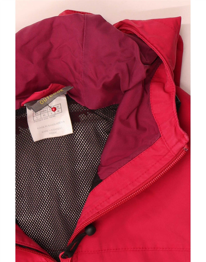 Jaqueta de chuva feminina com capuz Jack Wolfskin Reino Unido 16 grande poliamida vermelha