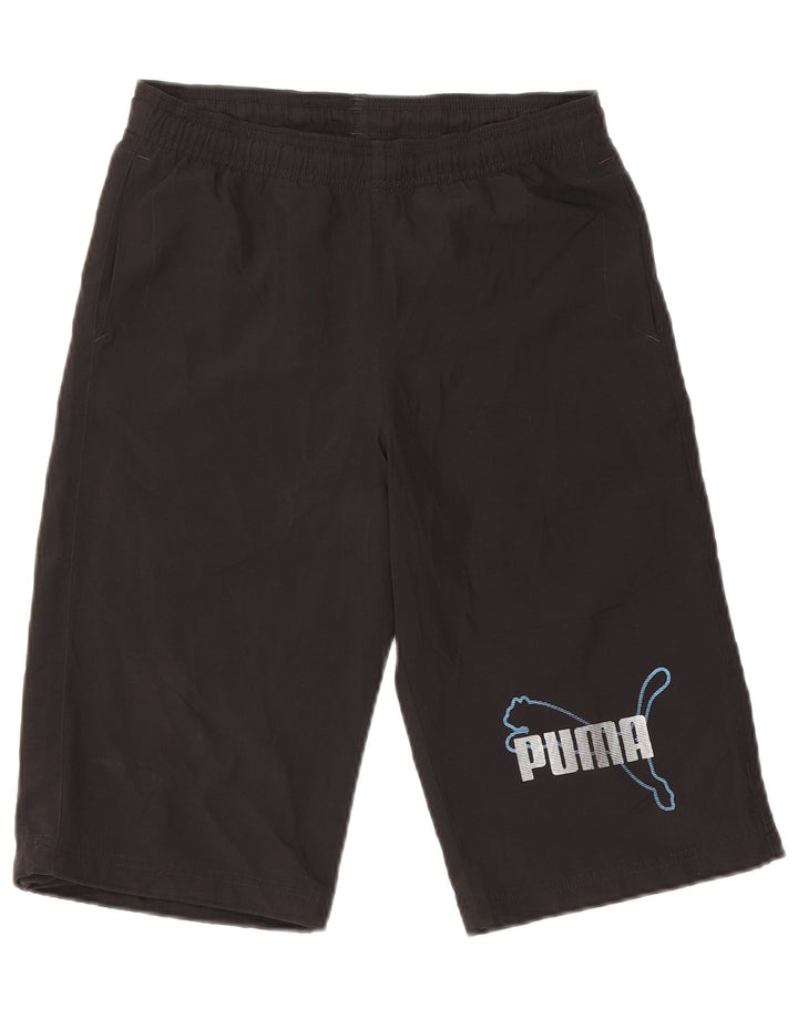 Shorts esportivos gráficos Puma Boys 11-12 anos preto poliéster