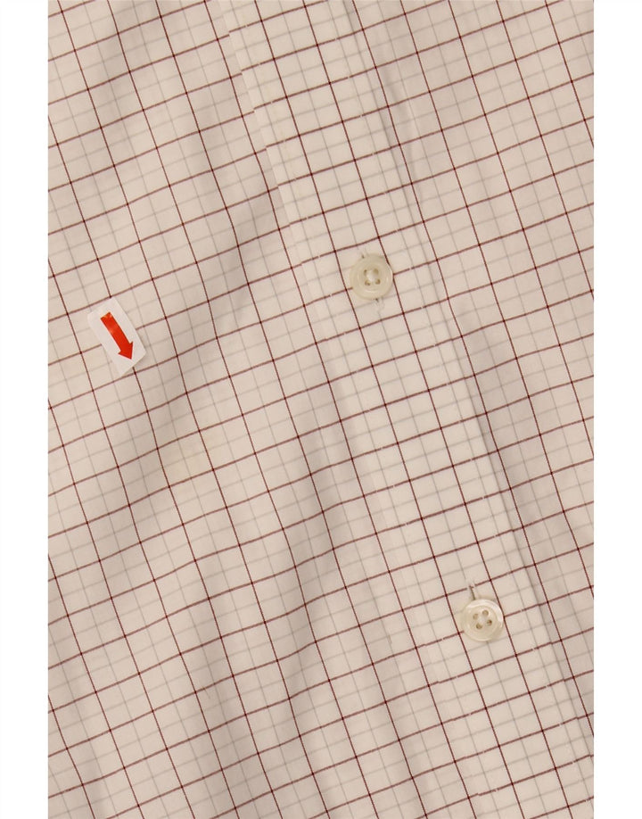 J. CREW Camisa masculina slim tamanho 17 1/2 XL algodão xadrez branco