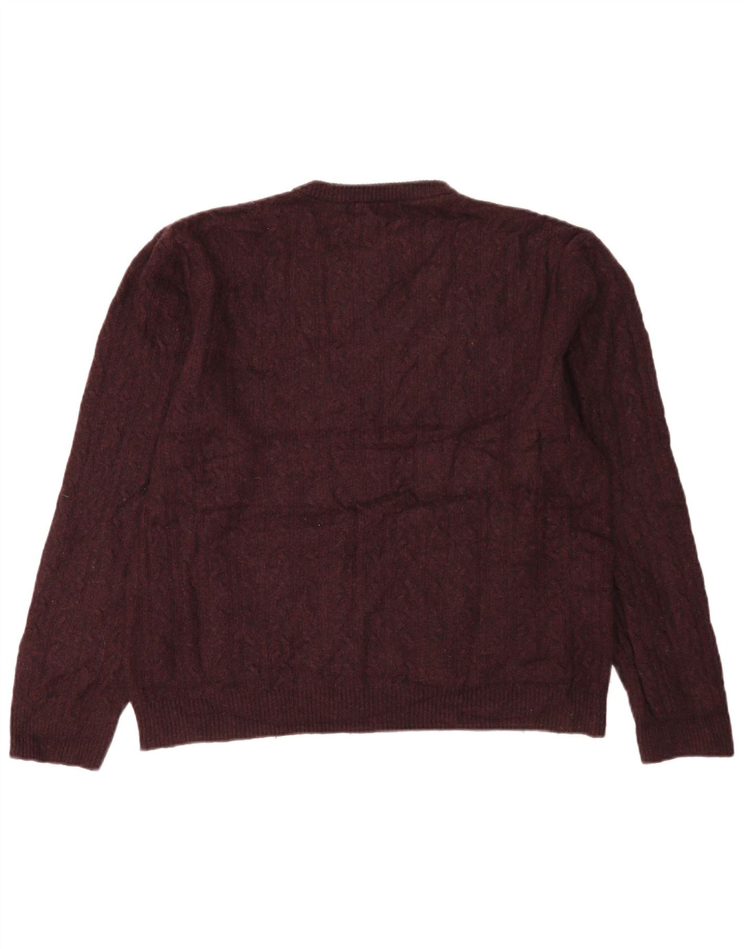 Suéter masculino Marks & Spencer com ajuste regular e gola redonda, grande Borgonha