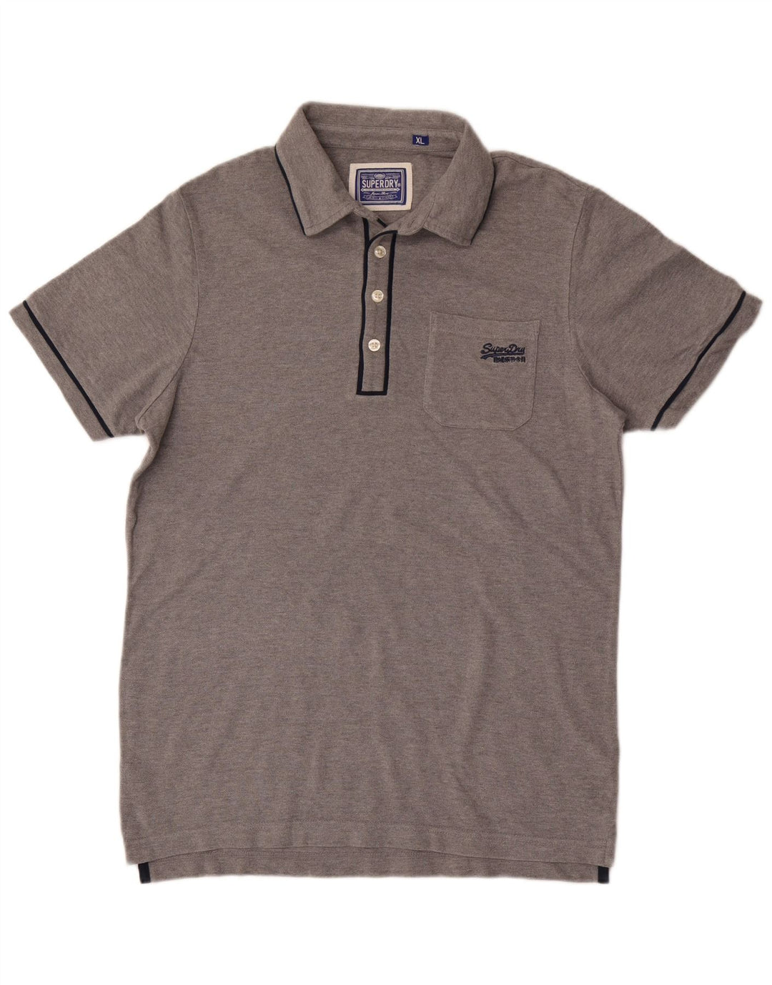 Camisa polo masculina Superdry XL algodão manchado cinza