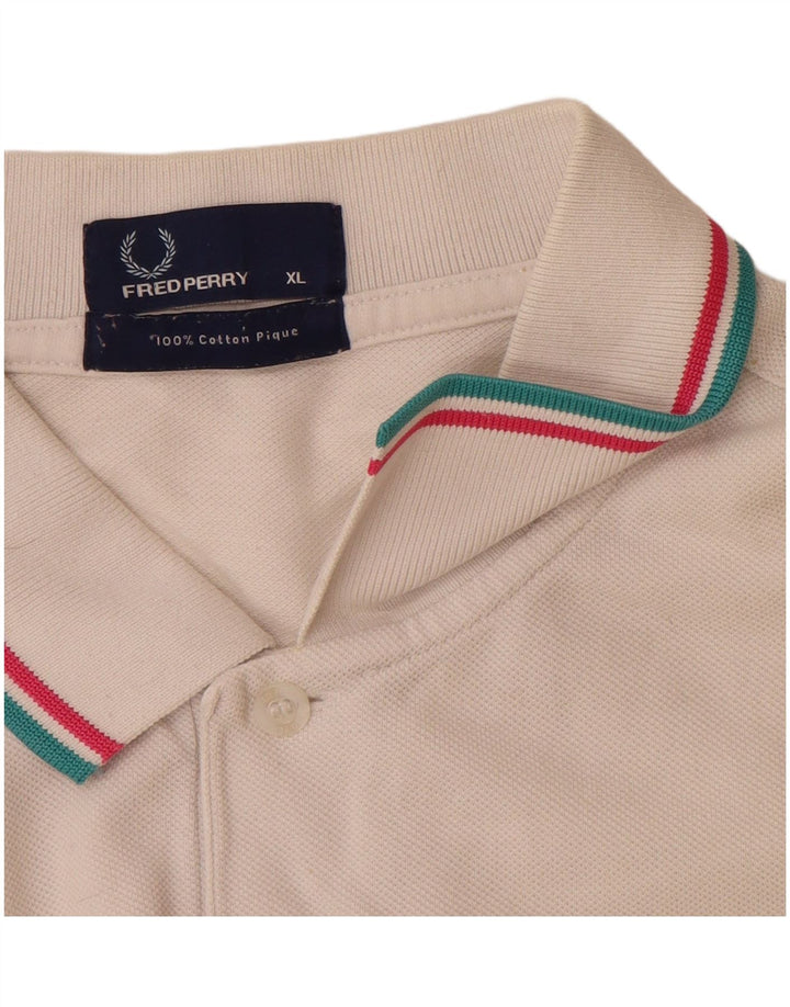 Camisa polo masculina Fred Perry XL algodão listrado branco