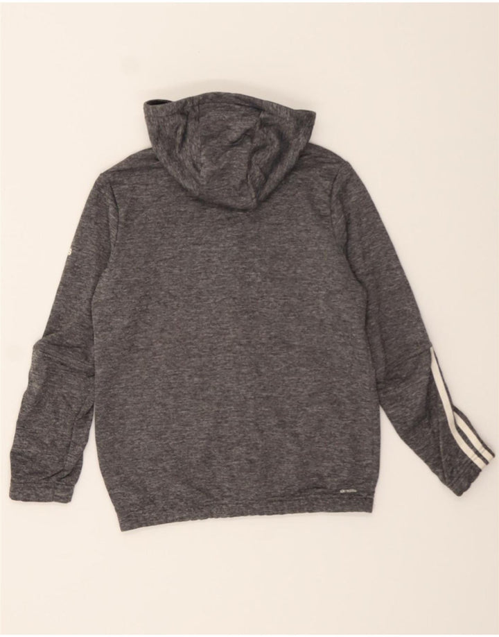 ADIDAS Boys Climalite Graphic Zip Hoodie Sweater 11-12 Years Grey Vintage Adidas and Second-Hand Adidas from Messina Hembry 