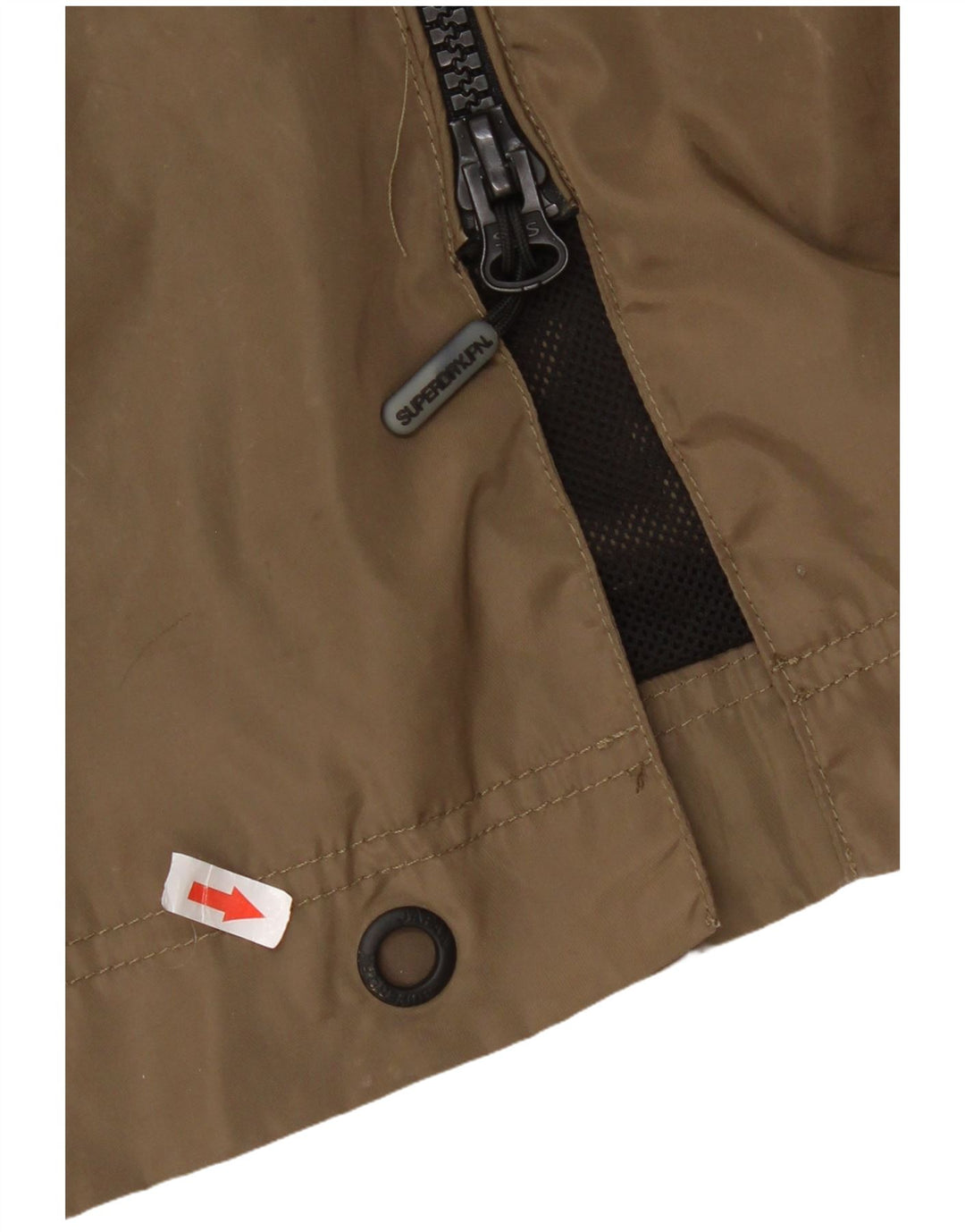 Jaqueta de chuva com capuz feminina Superdry UK 14 grande poliéster cáqui