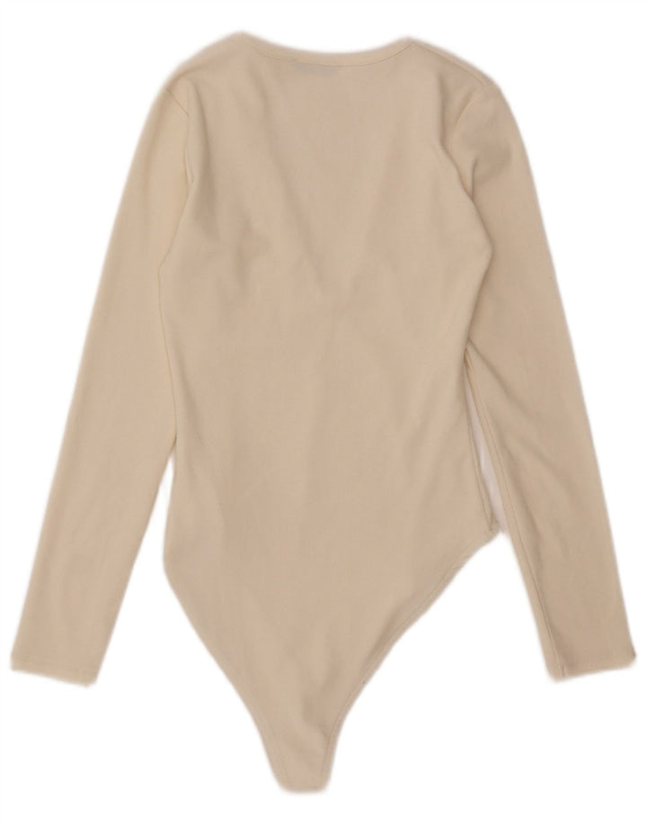 Macacão feminino de manga comprida Zara UK 12 médio off white
