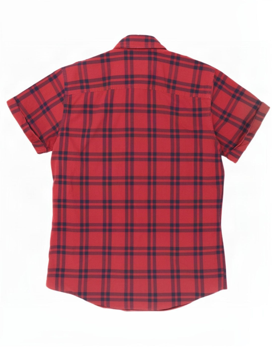 Camisa masculina de manga curta Jack & Jones de algodão xadrez vermelho médio