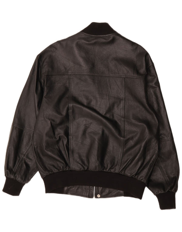 Jaqueta de couro bomber masculina vintage Reino Unido 38 couro preto médio