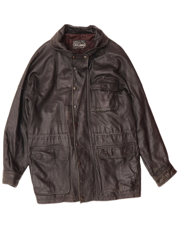 Jaqueta de couro masculina VINTAGE UK 40 grande couro preto