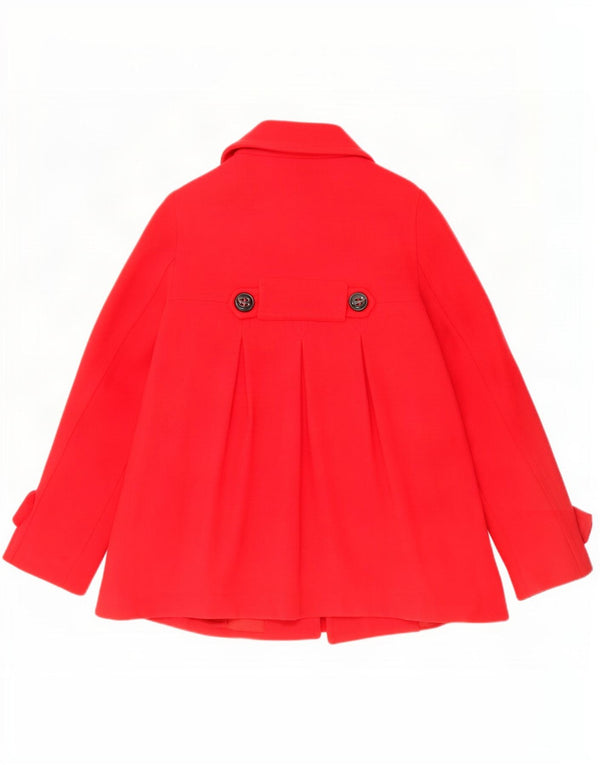 Zara Womens Pea Coat UK 10 Lã Vermelha Pequena