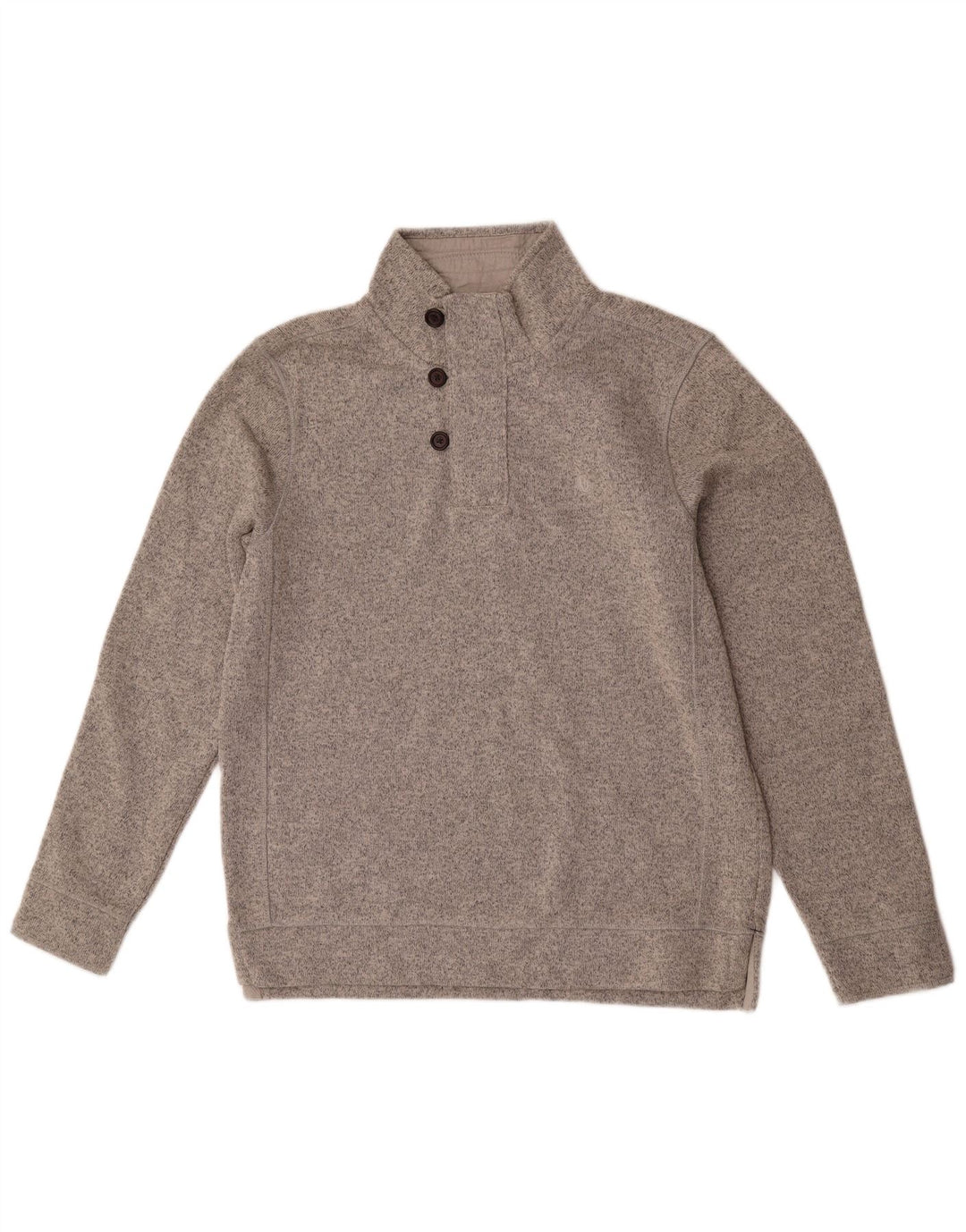 FAT FACE Mens Airlie Botão Pescoço Moletom Jumper Grande Cinza Salpicado