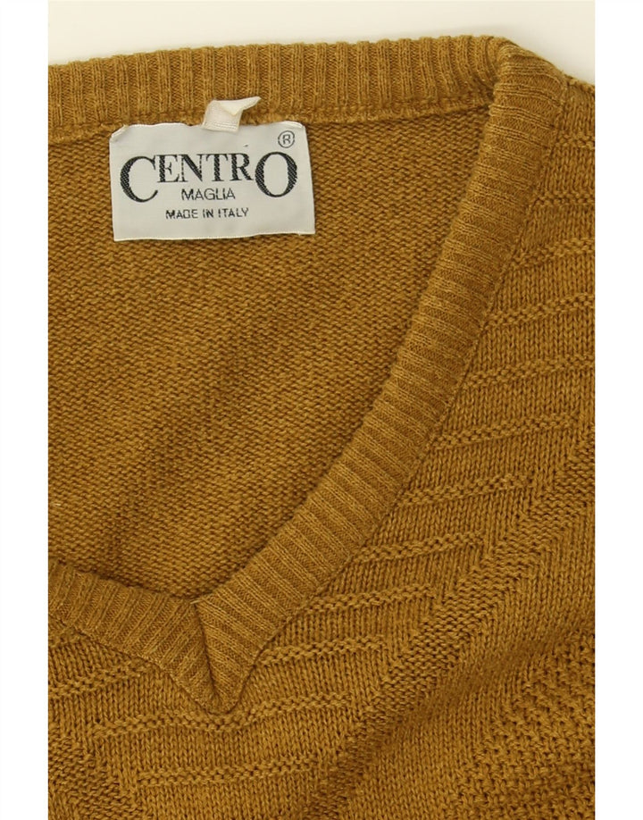 CENTRO MAGLIA Womens V-Neck Jumper Sweater IT 54 2XL Yellow Cotton Vintage Centro Maglia and Second-Hand Centro Maglia from Messina Hembry 