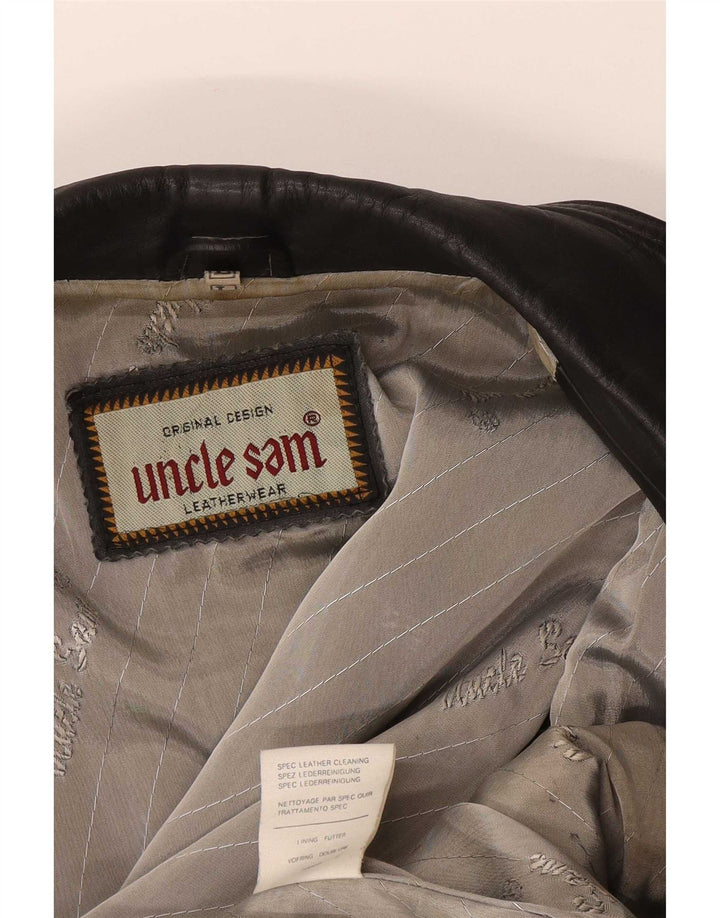 Colete de couro masculino Tio Sam grande couro preto