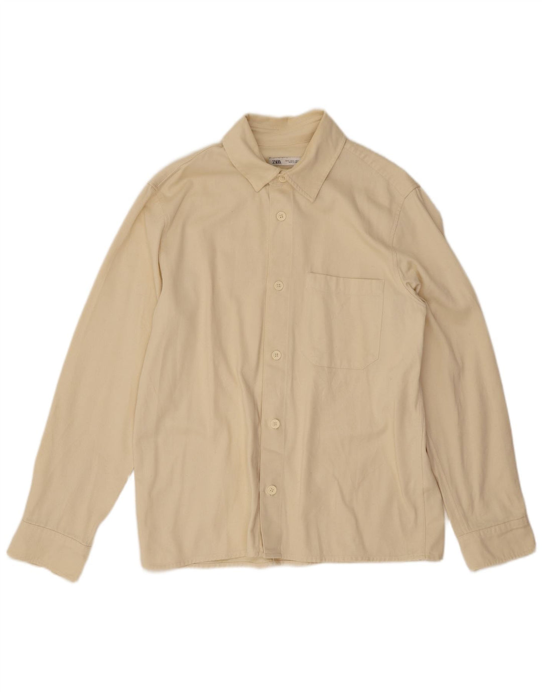 Camisa masculina Zara algodão bege médio