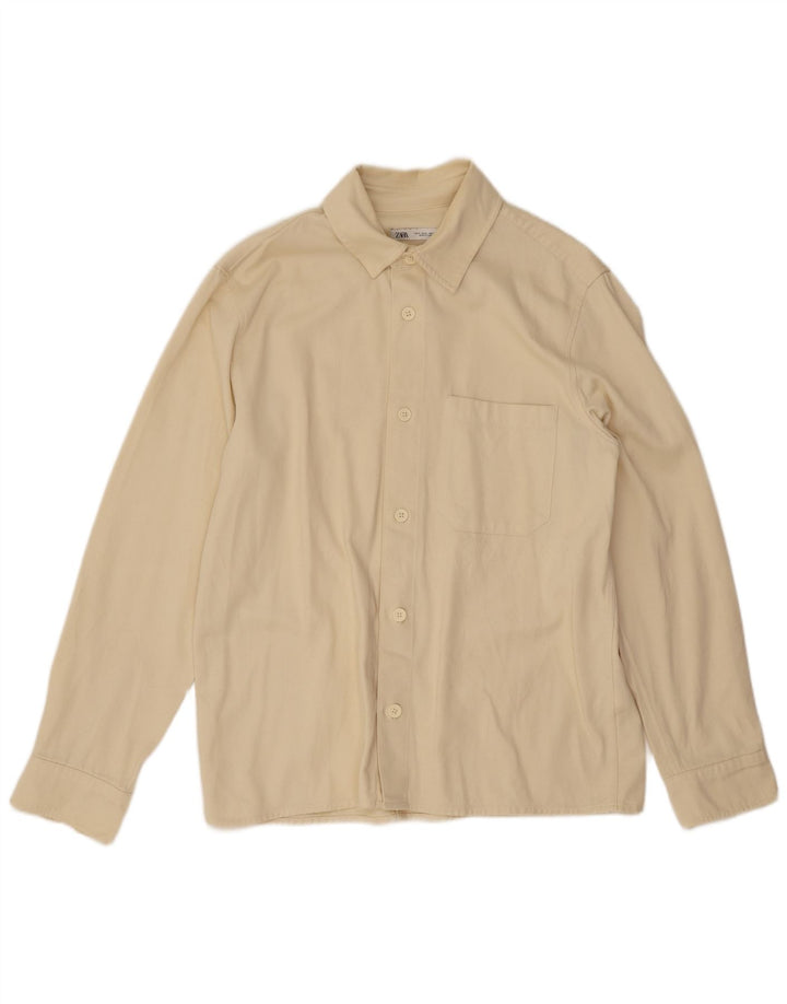 Camisa masculina Zara algodão bege médio