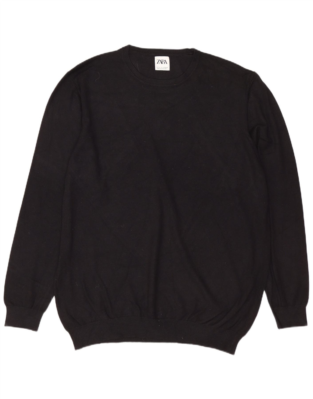 Suéter masculino ZARA com gola redonda e viscose preta média