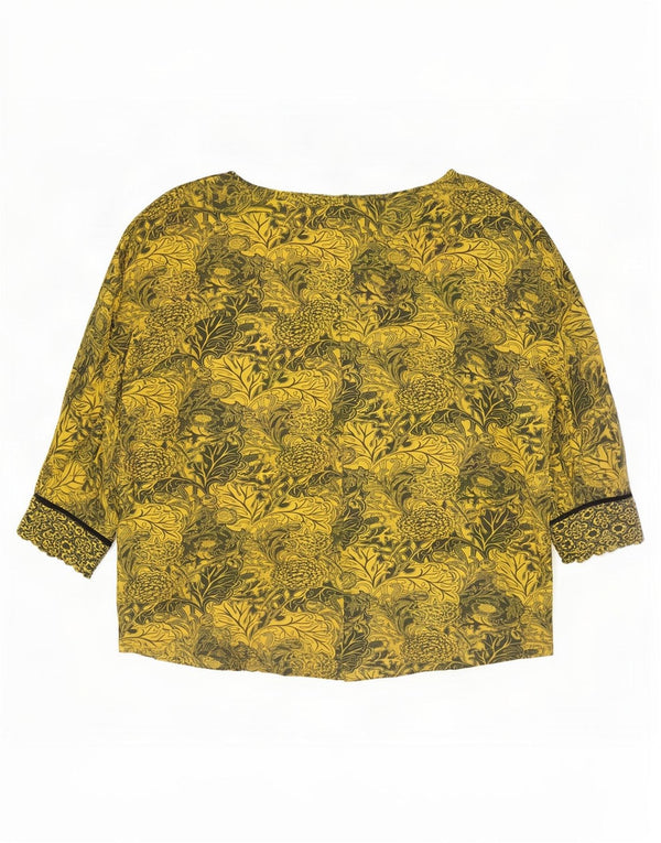 Desigual suéter feminino oversized com decote em V Reino Unido 14 médio amarelo floral