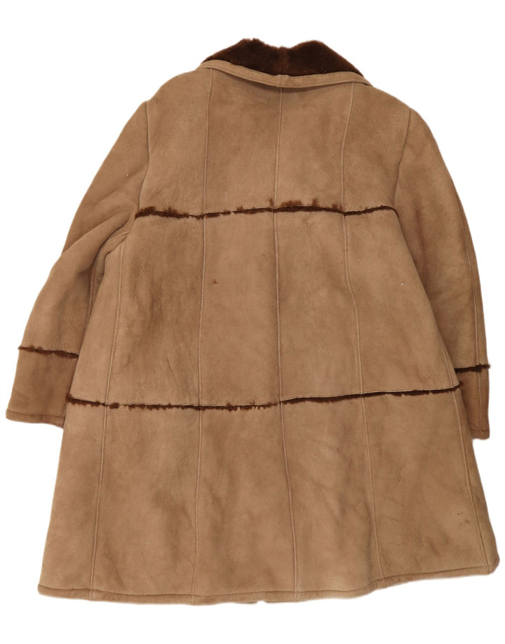 Casaco feminino vintage de shearling UK 16 grande bege