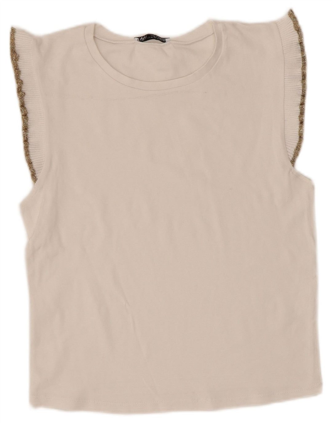 Blusa feminina sem mangas Zara Top UK 12 médio branco