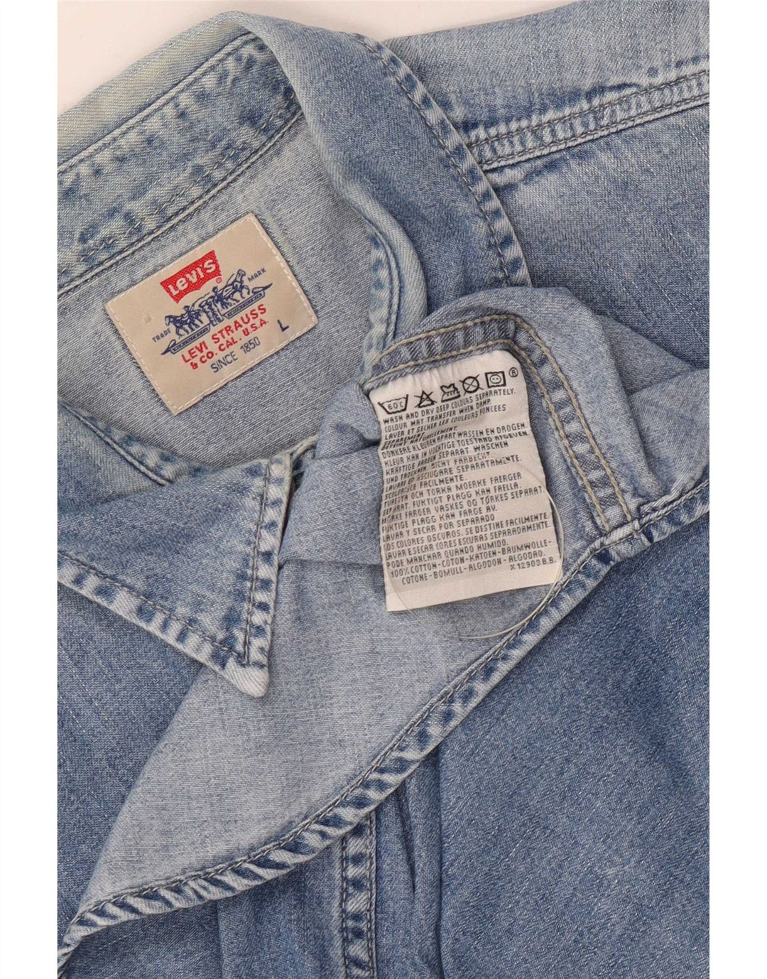 Camisa jeans masculina Levi's grande algodão azul