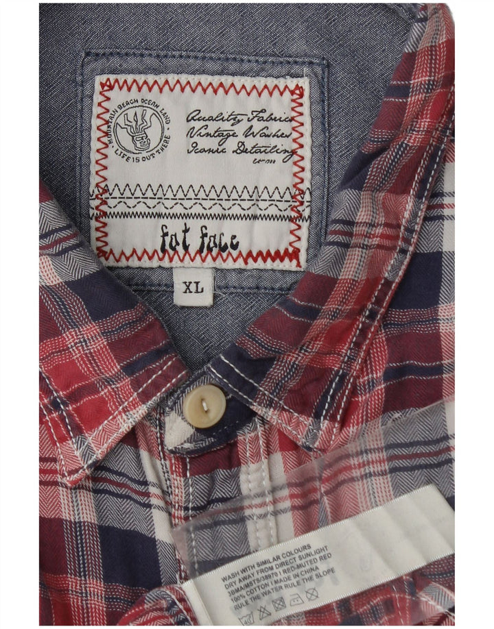 Camisa masculina de flanela FAT FACE XL de algodão xadrez vermelho