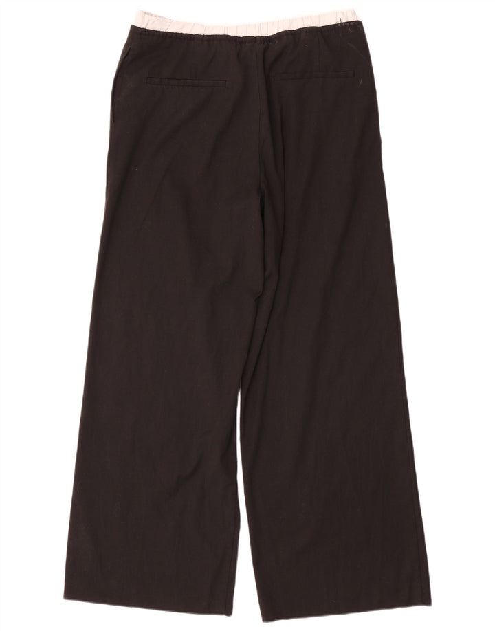 Zara Calça feminina de perna larga pequena W26 L30 poliéster preto