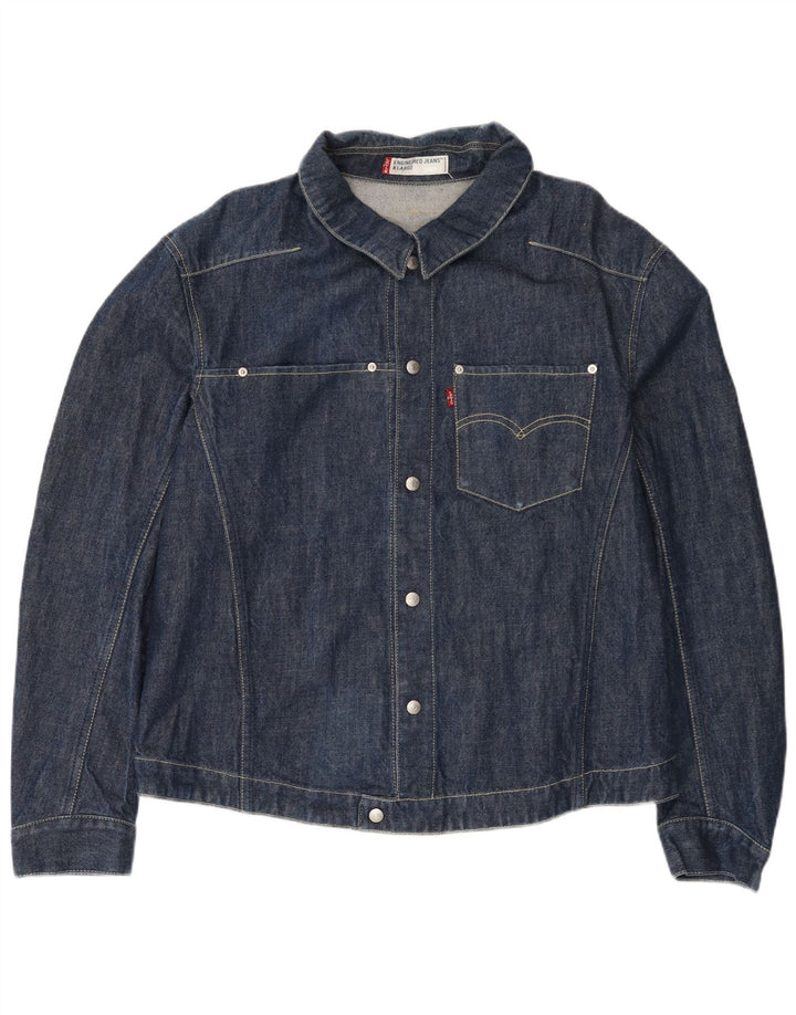 Jaqueta jeans feminina Levi's UK 42 XL azul marinho algodão