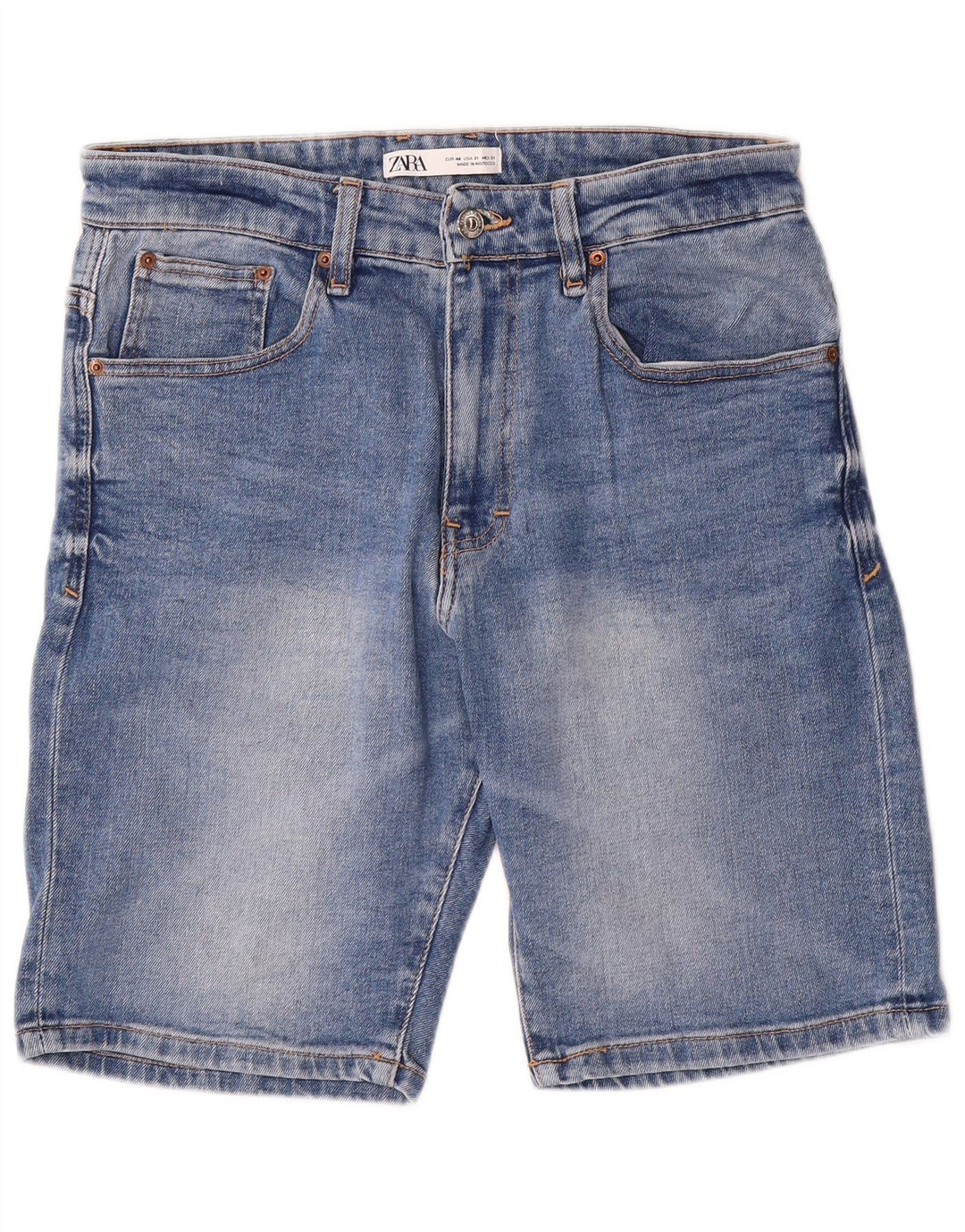 Zara Mens Denim Shorts EU 40 Médio W31 Azul Algodão