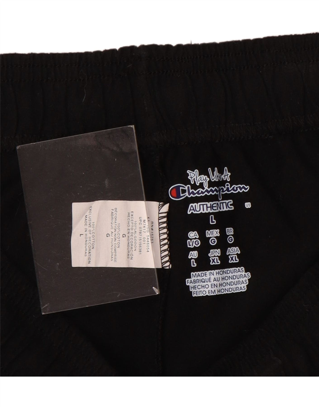 Shorts esportivos femininos CHAMPION UK 16 grande algodão preto