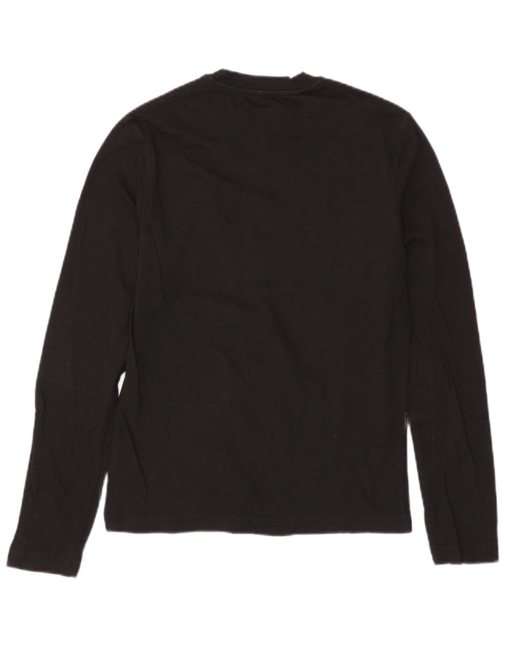 CALVIN KLEIN JEANS Top gráfico masculino manga comprida pequeno algodão preto